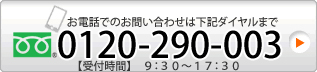 ０１２０－２９０－００３（８：３０～１７：３０）日曜定休