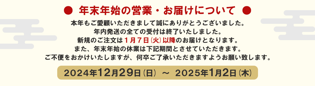 12/29-31まで年末年始の案内