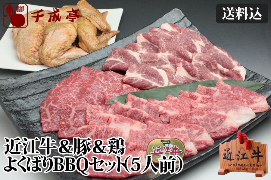 【送料込み】近江牛＆豚＆鶏よくばりBBQセット（5人前）